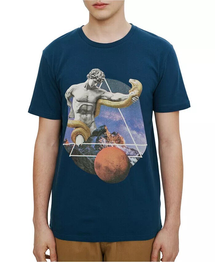 Translation missing: en.elevenparis Men's Need My Space Graphic Tee in Majolica Blue-Size X-Large
