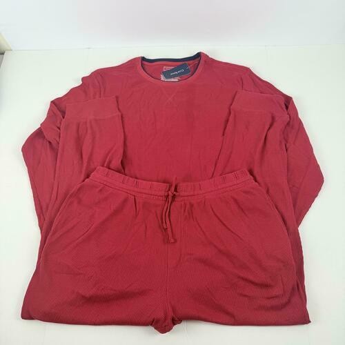 Translation missing: en.Club Room Men's Waffle Long-Sleeve T-Shirt &amp; Pajama Pant Set Jester Red-Small
