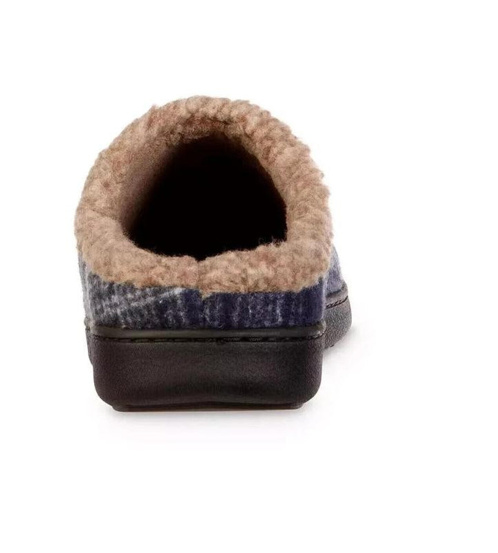 Translation missing: en.isotoner Advanced Memory Foam Plaid Berkley Hoodback Men's Slippers Navy-13-14