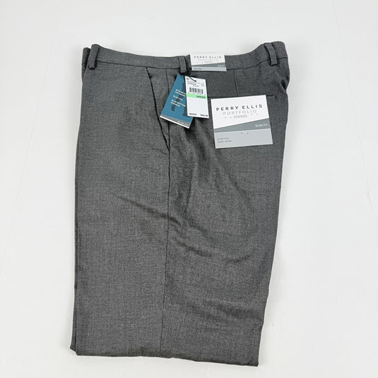 Translation missing: en.Perry Ellis Portfolio Men's Slim-Fit Performance Stretch Dress Pants Alloy-34x29