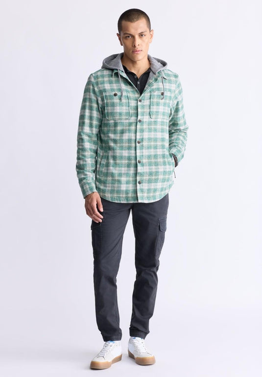 Translation missing: en.Buffalo David Men's Jakeim Plaid Flannel Hooded Shirt-Jacket Rain Forest-Large