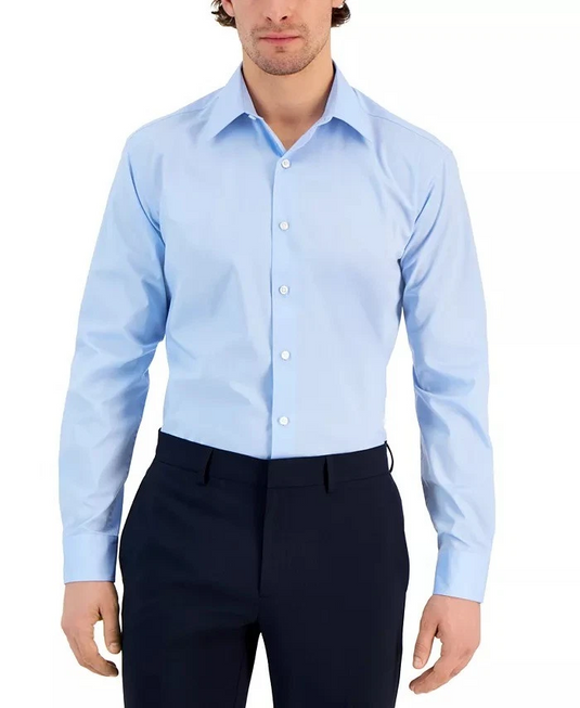 Translation missing: en.Club Room Men's Regular Fit Solid Dress Shirt Cotton Blend Placid Blue-14-14.5
