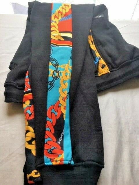 Translation missing: en.Reason Men's Interlock Jogger Pants Black With Multicolor Side Trim Large