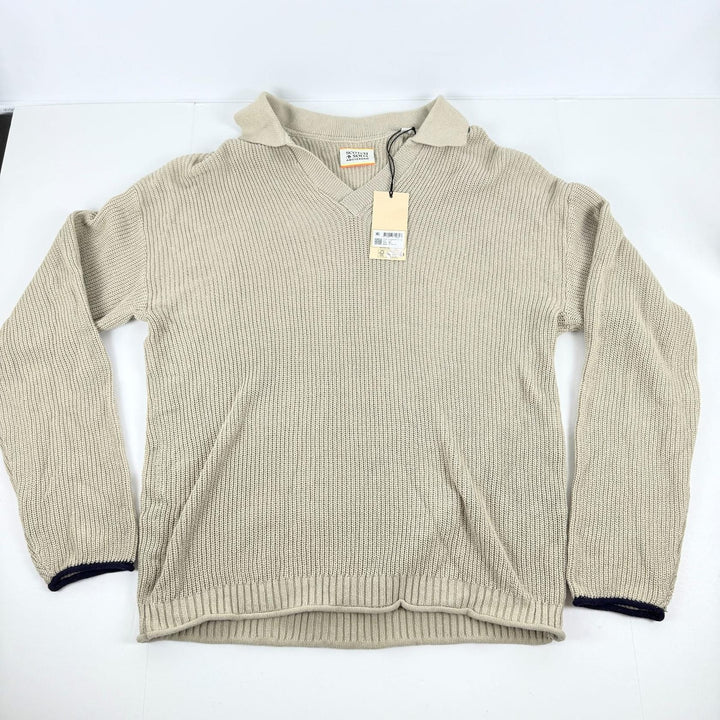 Translation missing: en.Scotch &amp; Soda Men's Organic Cotton Knit Polo Sweater in Beige-XL