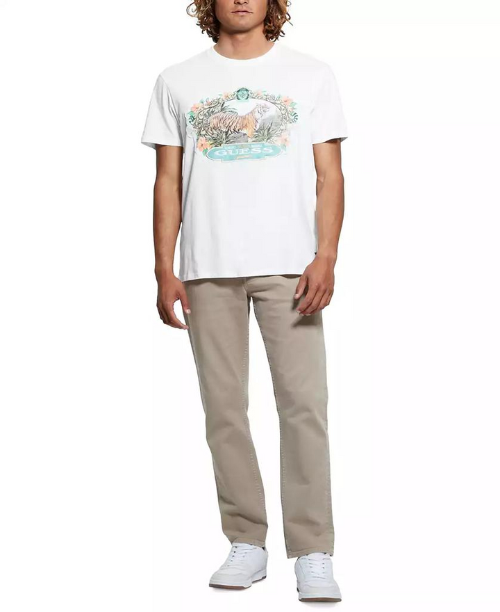 Translation missing: en.Guess Men's Short Sleeve Tiger Graphic Crewneck T-Shirt Salt White-Medium