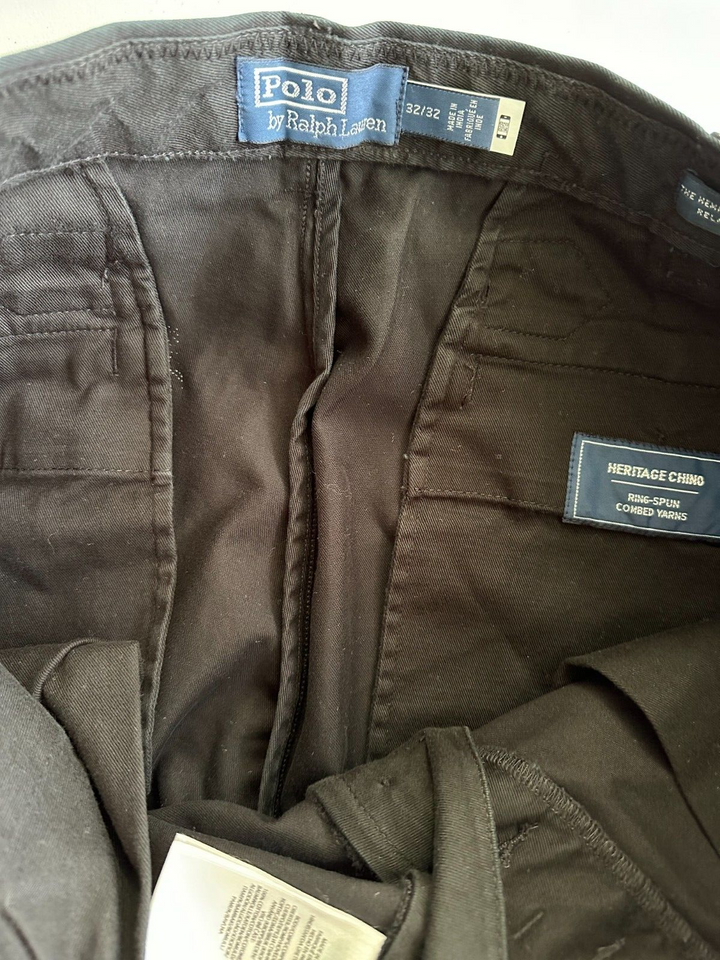 Translation missing: en.Polo Ralph Lauren Men's Heritage Twill Relaxed Fit Buckle Tab Pants Black-32/32