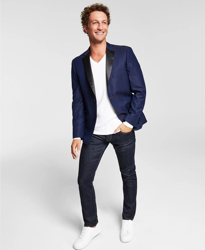 Translation missing: en.Alfani Red Men's Slim-Fit Stretch Blue Geometric Sport Coat-40R