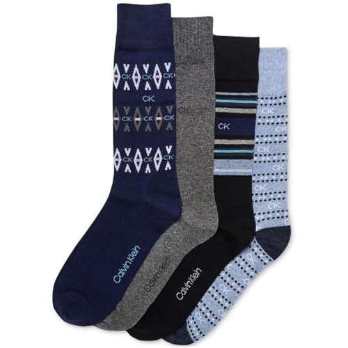Translation missing: en.Calvin Klein Men's Fair Isle/Mixed Crew Dress Socks, 4-Pk.Blue Asst.-7-12