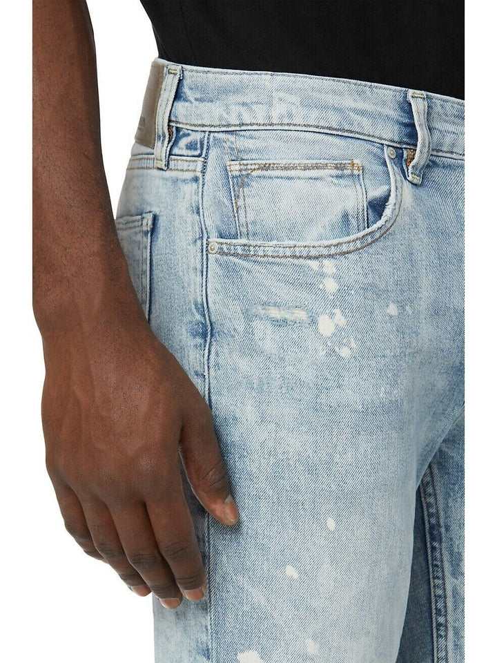 Translation missing: en.Hudson Men's Zack Skinny Fit Moto Biker Jeans In Mineral Blue-30/32
