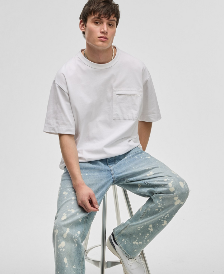 Translation missing: en.Mode of One Men's Short-Sleeve Relaxed-Fit Mixed Media T-Shirt Bright White-2XL