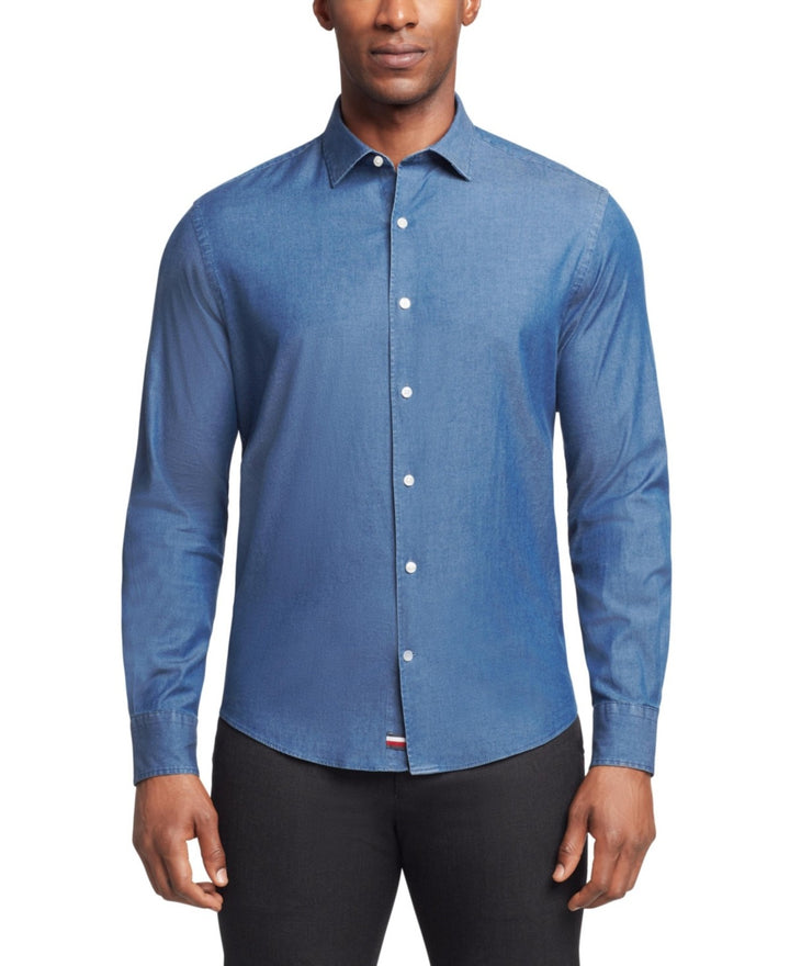 Translation missing: en.Tommy Hilfiger Men's Flex Reg Fit Washed Untucked Dress Shirt Blue-17-17.5 32/33