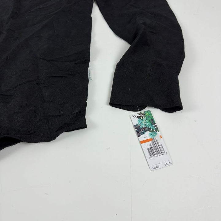 Translation missing: en.Cubavera Men's Long Sleeve Button Front Linen Blend Dobby Shirt Jet Black-Small