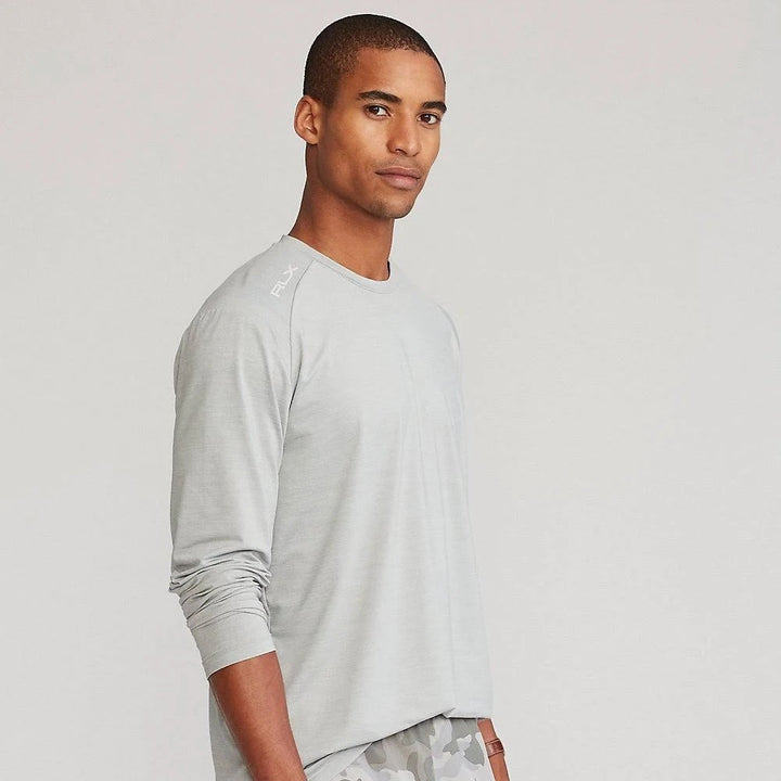 Translation missing: en.RLX Ralph Lauren Mens RLX Golf Stretch Mesh Long Sleeve Tee Grey Heather-XL