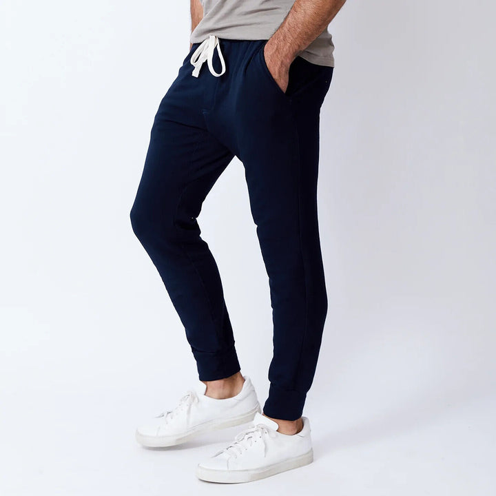 Translation missing: en.Monrow Men's Super soft Fleece Jogger in Inca Blue-Size 2XL