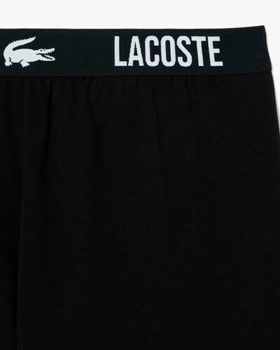 Translation missing: en.Lacoste Mens Straight Fit Logo Band Pajama Shorts Black-Size Medium Cotton Blend