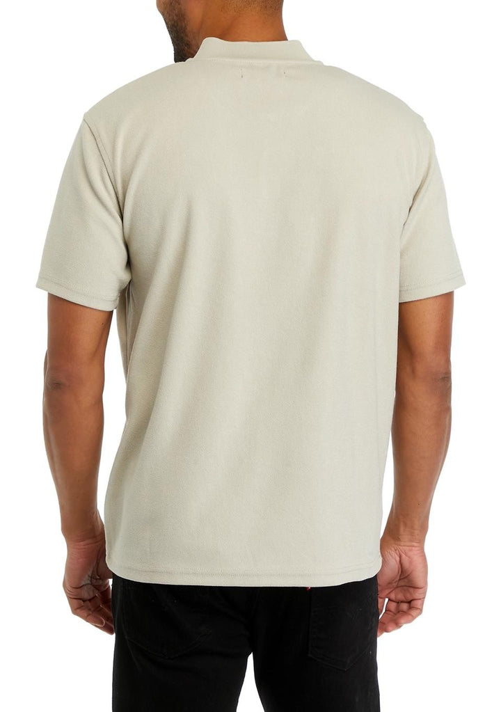 Translation missing: en.Kenneth Cole Men's Henley Tan Size XL Textured-Knit Bomber-Collar Performance