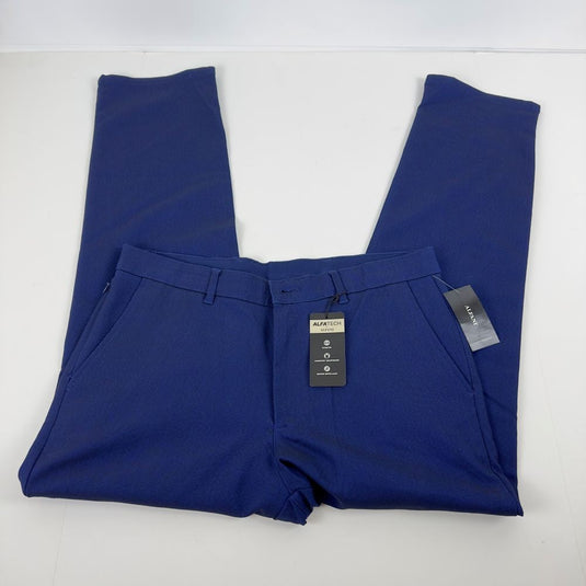 Translation missing: en.Alfani Men's Regular-Fit Stretch Pleated Pants in Blazing Navy-32x30
