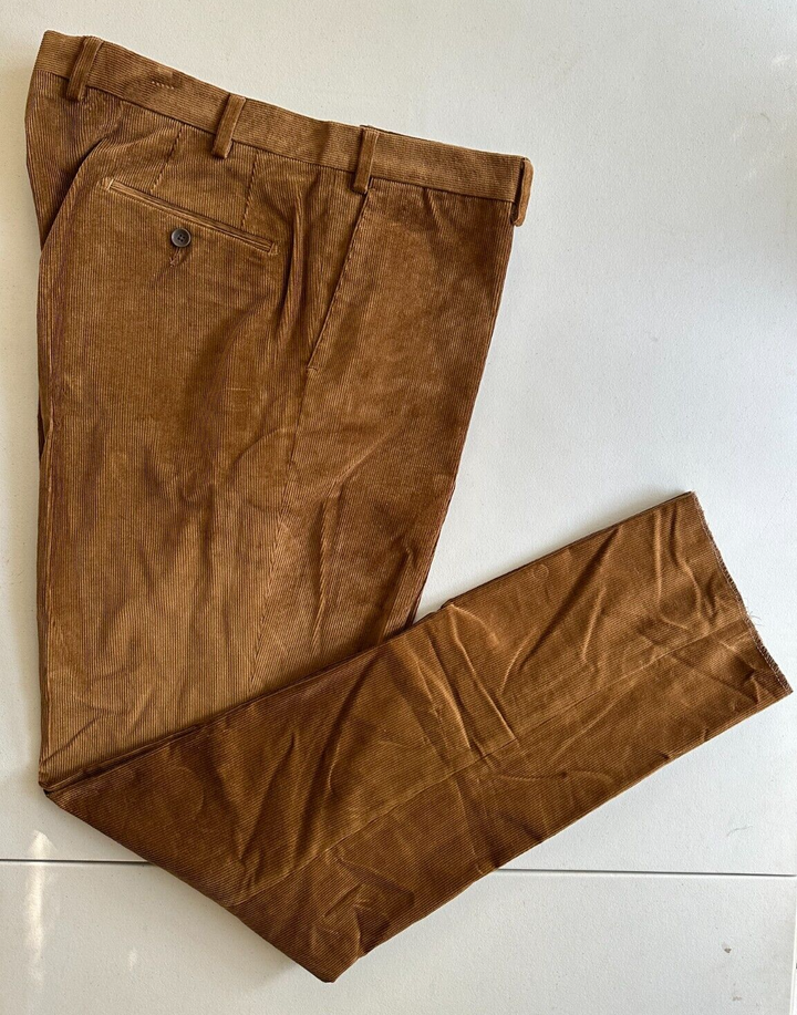 Translation missing: en.The Mens Store Designer Stretch Corduroy Regular Fit Pants Lt Brown-38R Unhemmed