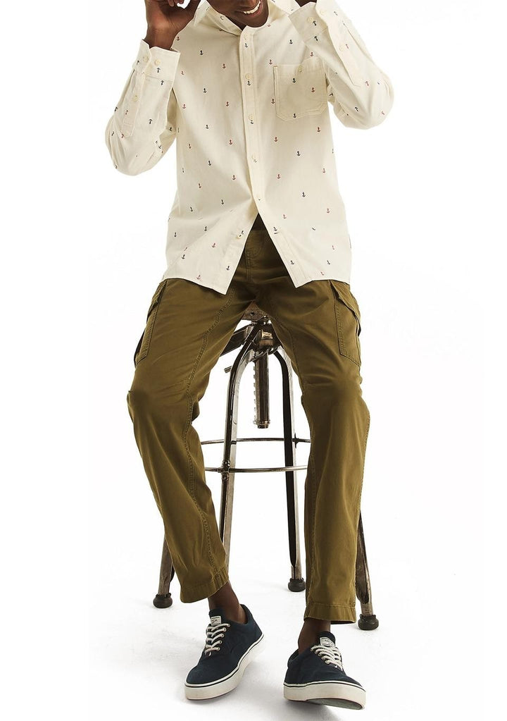 Translation missing: en.Nautica Men's Classic Fit Long Sleeve Corduroy Printed Shirt Marshmallow-Small