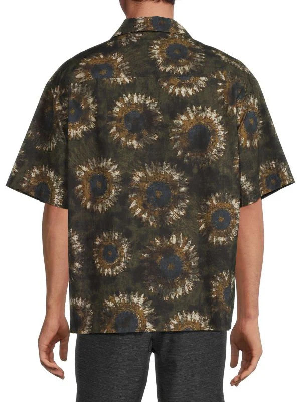 Translation missing: en.Hugo Men's Egeeno Oversized Sunflower Camp Shirt in Open Green-Medium