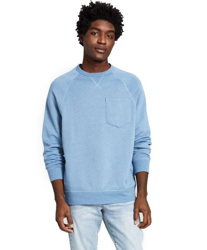 Translation missing: en.And Now This Men's Fleece Crewneck Pocket Sweatshirt in Dusty Blue-XL