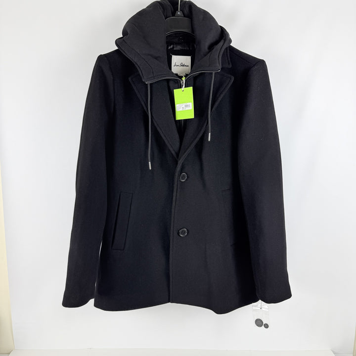 Translation missing: en.Sam Edelman Men's Hooded Wool Blend Coat With Bib - Black-Size XL