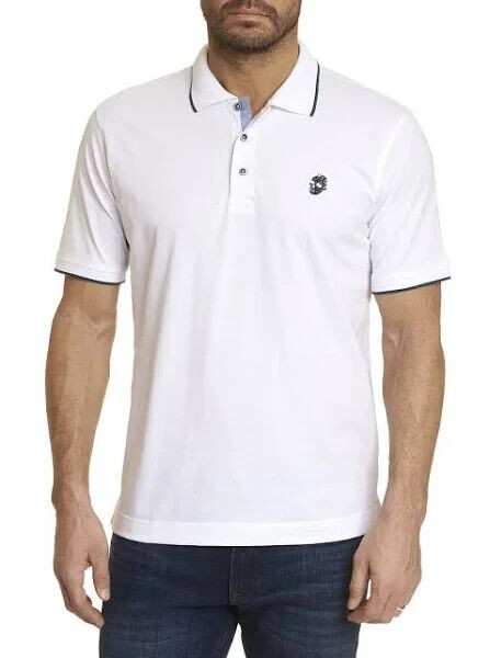 Translation missing: en.Robert Graham Men's Supima Cotton Pixels Knit Reg Fit Polo Shirt White-XL