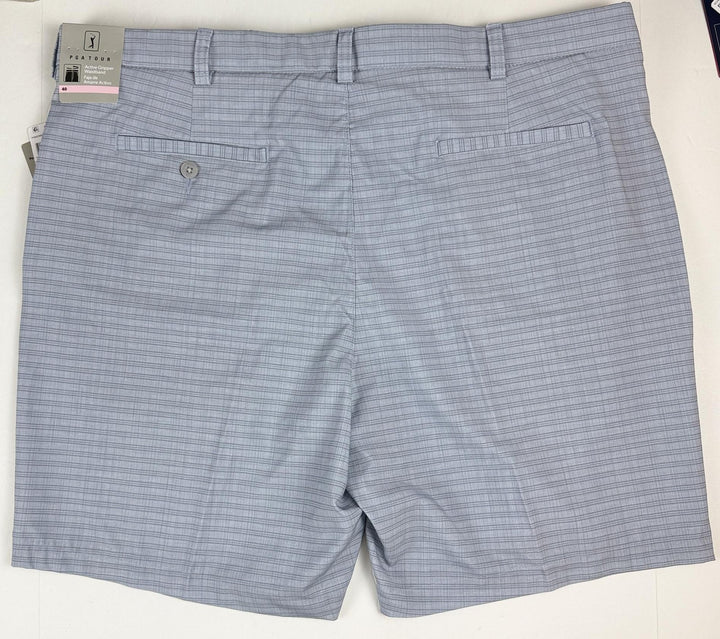 Translation missing: en.PGA TOUR Mens Regular fit Golf Shorts 40 Tradewinds Blue Grey Plaid 8in Inseam