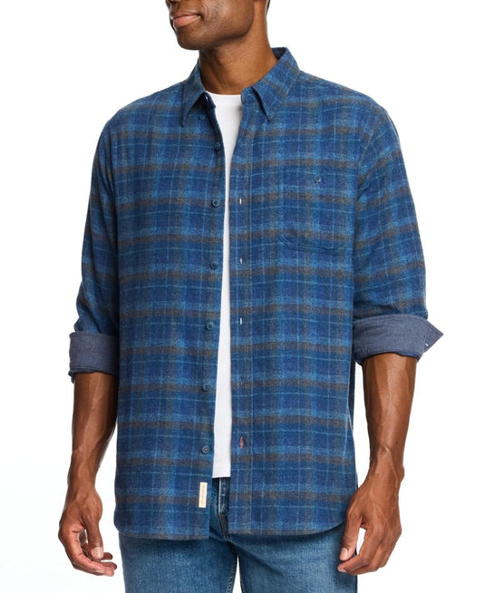 Translation missing: en.Weatherproof Vintage Men's Regular-Fit Plaid Flannel Shirt - Ink Blue-Small