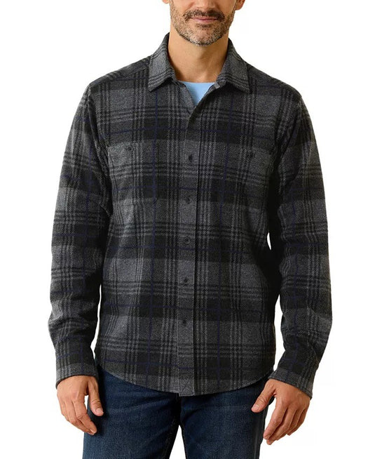 Translation missing: en.Tommy Bahama Men's Fireside Huntington Yarn-Dyed Plaid Shirt Charcoal Heather-M