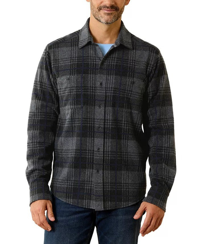 Translation missing: en.Tommy Bahama Men's Fireside Huntington Yarn-Dyed Plaid Shirt Charcoal Heather-M