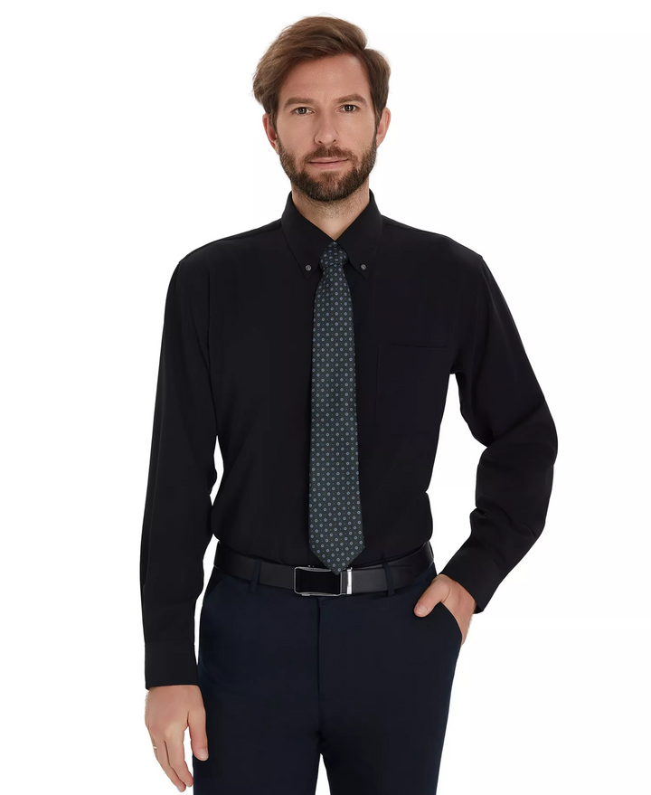 Translation missing: en.Club Room Traveler Dress Shirt Men's 17 32/33 Black Regular Fit Stretch