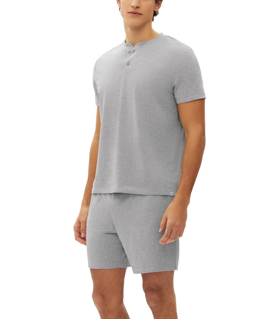 Translation missing: en.Gap Men's 2-Pc. Heathered Henley Shirt &amp; Shorts Pajama Set Heather Gray-Large