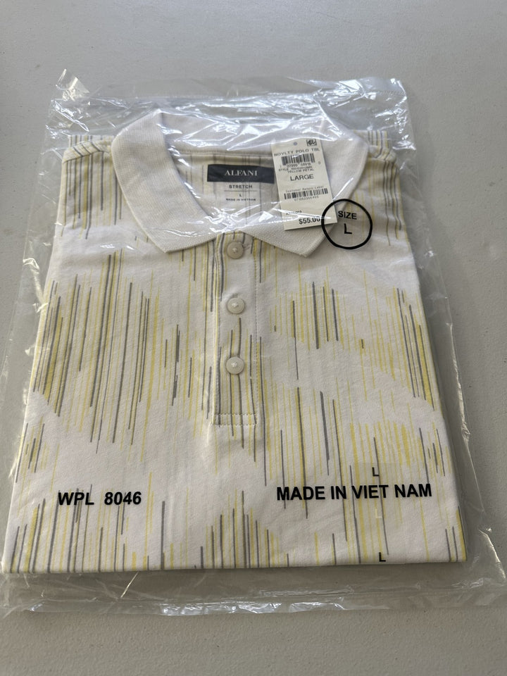 Translation missing: en.Alfani Mens Cotton Stretch Polo Shirt in Yellow Petal-Size Large