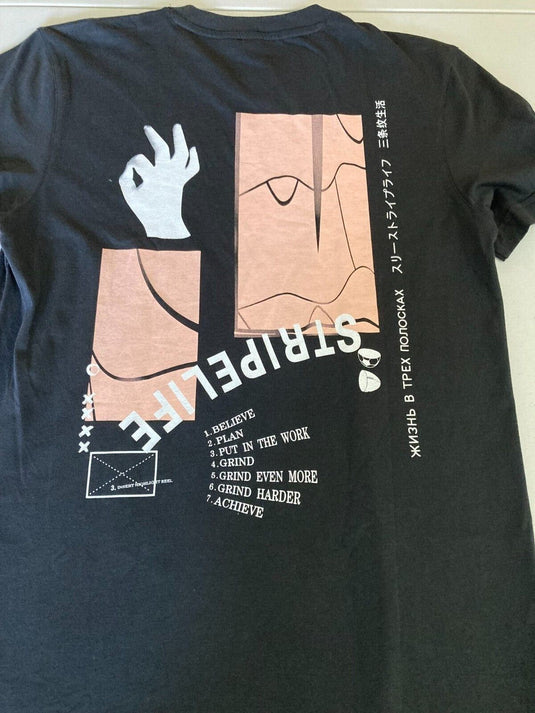 Translation missing: en.Adidas Men's Sportwear Graphic Tee Stripe Life in Black-Size Small