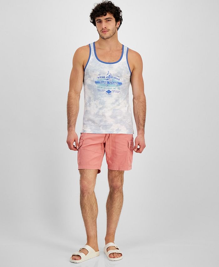 Translation missing: en.Sun + Stone Men's Surf Shop Regular-Fit Graphic Tank in Gentle Blue-Medium