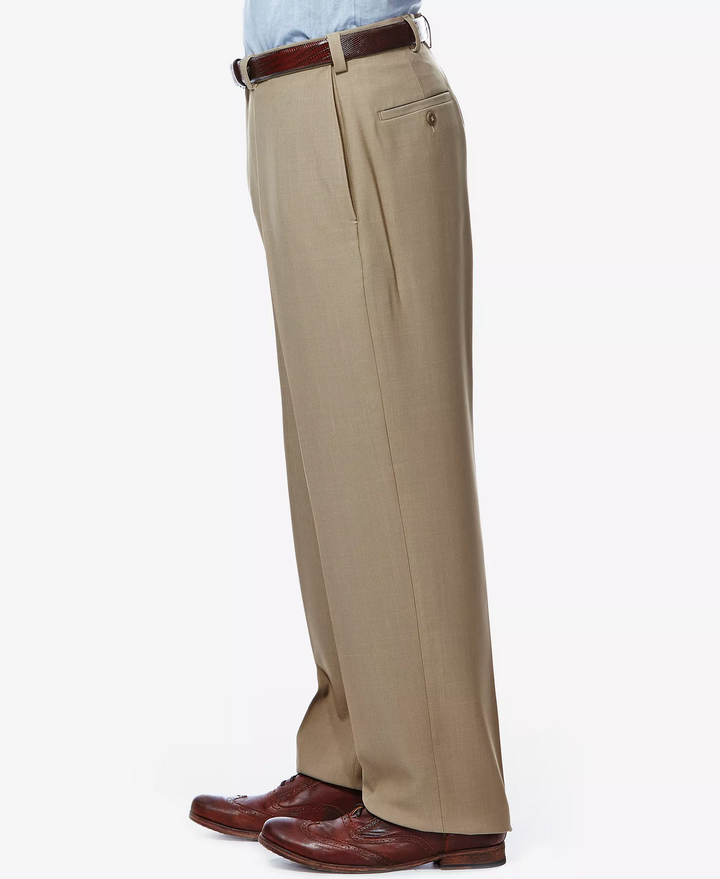 Translation missing: en.Haggar Men's Dress Pants 42x32 Taupe Eclo Stria Classic Fit Flat Front
