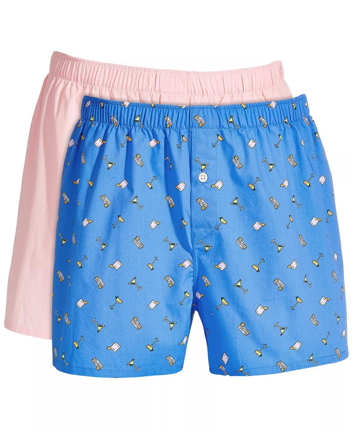 Translation missing: en.Club Room Men's 2-Pk. Regular-Fit Cotton Themed Boxers Blue Rose Multi-Medium