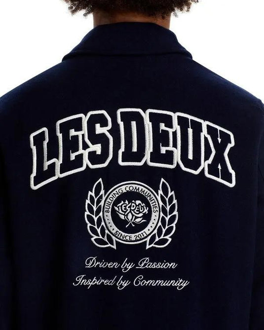 Translation missing: en.Les Deux University Varsity Jacket Dk Navy Ivory Size XL Wool Blend Men Reg Fit