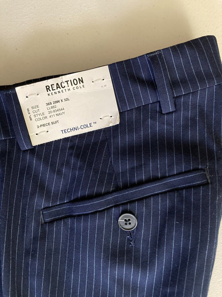 Translation missing: en.Kenneth Cole Reaction Techni Cole Men's Slim-Fit Striped Dress Pants Navy-29/32