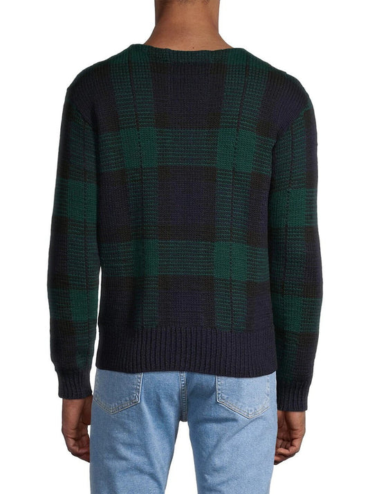 Translation missing: en.Polo Ralph Lauren Men's Wool Hand-Knit Tartan Sweater in Blackwatch Plaid-XL