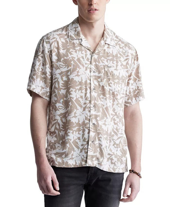 Translation missing: en.Buffalo David Bitton Men's Sandro Printed Short Sleeve Camp Shirt Tan-XL