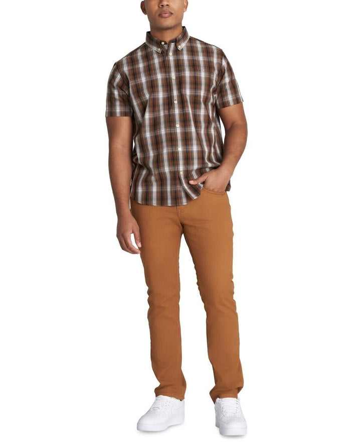 Translation missing: en.Caterpillar Men's Foundation Short-Sleeve Plaid Shirt in Bronze Multi-Small