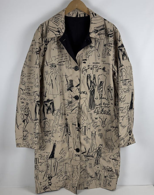 Translation missing: en.Karl Lagerfeld Mens Limited Edition Slim Fit Reversible Trench Coat Black-Medium