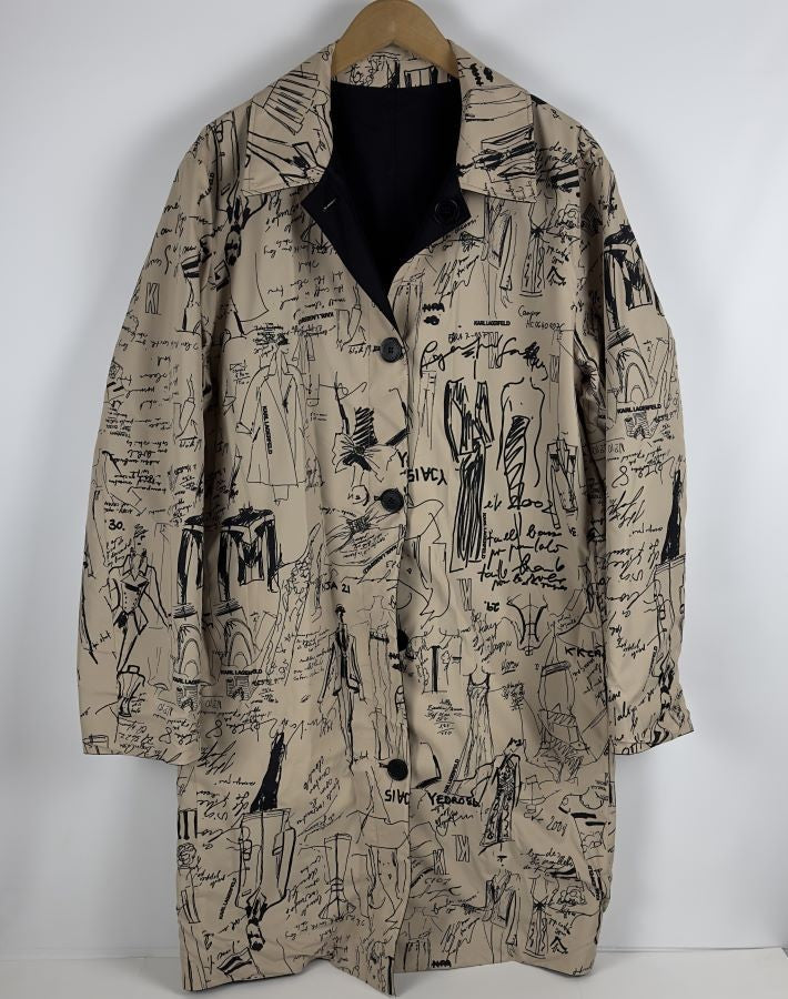 Translation missing: en.Karl Lagerfeld Mens Limited Edition Slim Fit Reversible Trench Coat Black-Medium