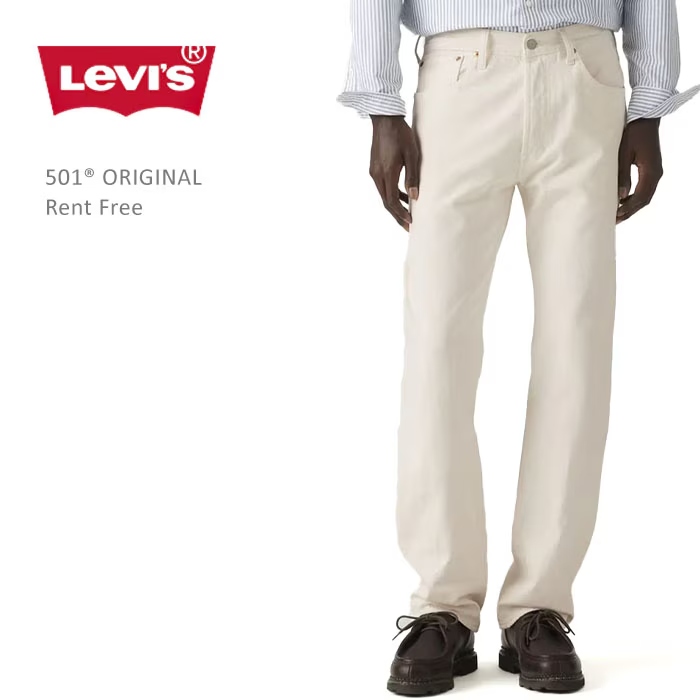 Translation missing: en.Levi's Men's 501 Original Rent Free Lightweight Jeans Off White Cotton-38x30