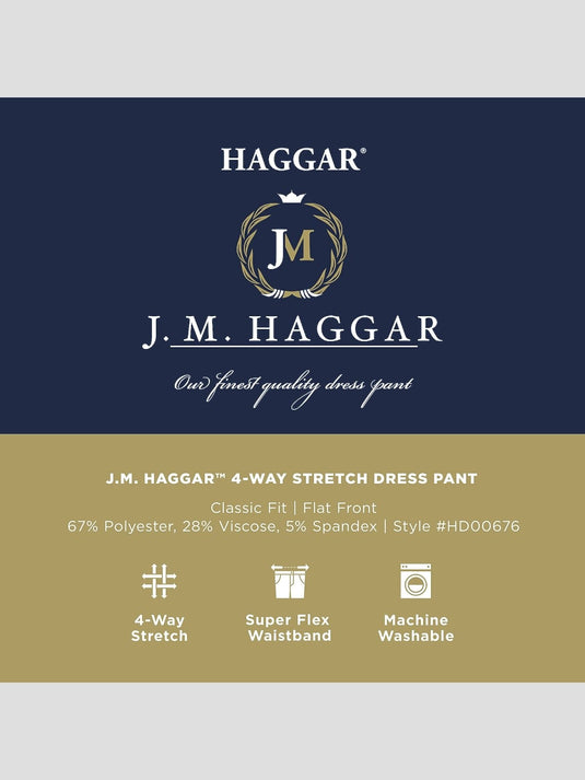 Translation missing: en.J.M. Haggar Men's 4-Way Stretch Classic Fit Premium Dress Pants Black-40x29