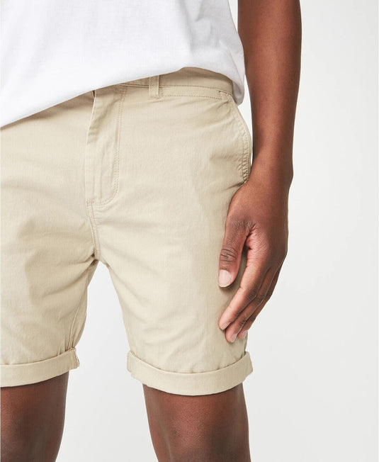 Translation missing: en.Cotton On Men - Washed Chino Short in Stone-Size 28