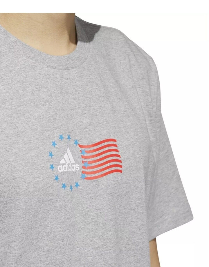 Translation missing: en.adidas Men's Crewneck American Flag Graphic T-Shirt Grey Heather-Small