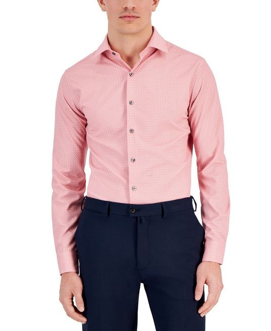 Translation missing: en.Alfani Dress Shirt Men's 14-14.5 32/33 Pink Slim-Fit 4-Way Stretch Medallion
